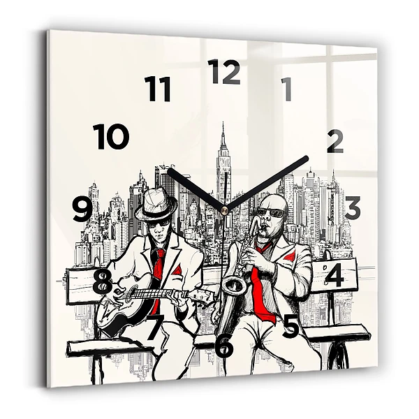 Ceas de sticlă pe perete pătrat Jazz la New York