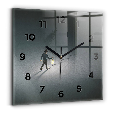 Ceas pătrat de perete din sticlă Un rătăcitor în întuneric