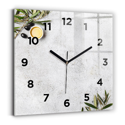 Ceas perete din sticlă pătrat Măsline minimaliste