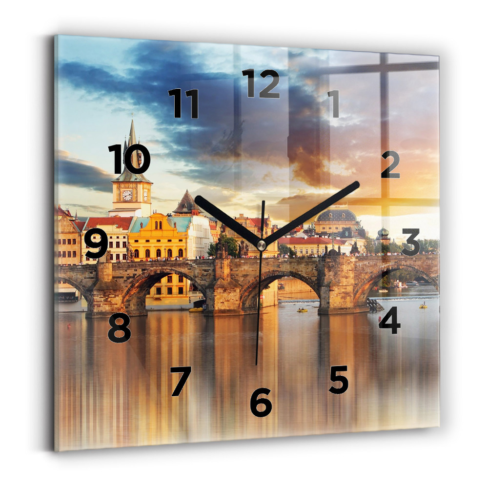 Ceas din sticlă pătrat Panoramă peste râu