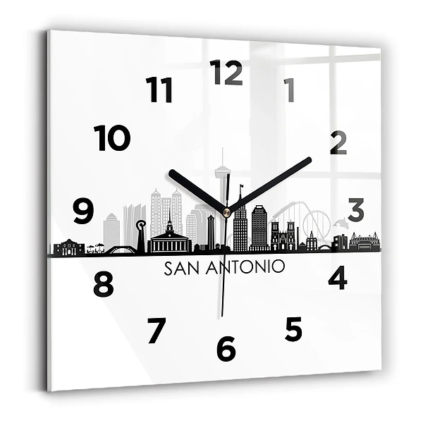Ceas perete din sticlă pătrat Orașul San Antonio Texas