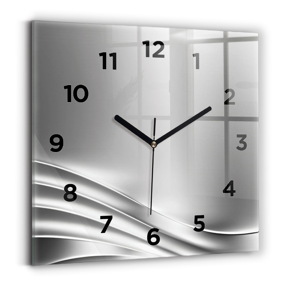 Ceas de sticlă pe perete pătrat Abstracția argintului