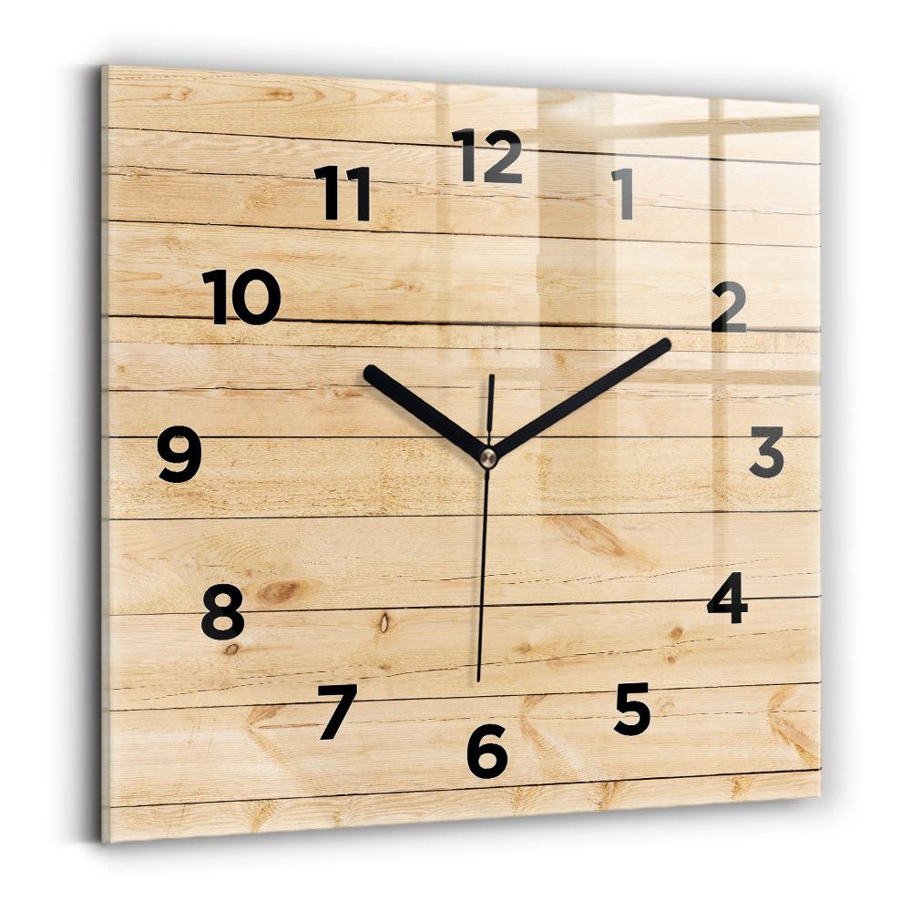 Ceas de sticlă pe perete pătrat Scanduri de lemn