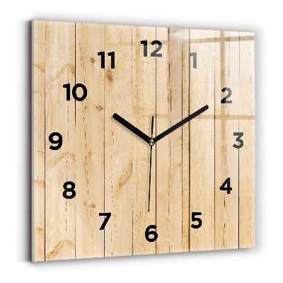 Ceas perete din sticlă pătrat Scanduri de lemn