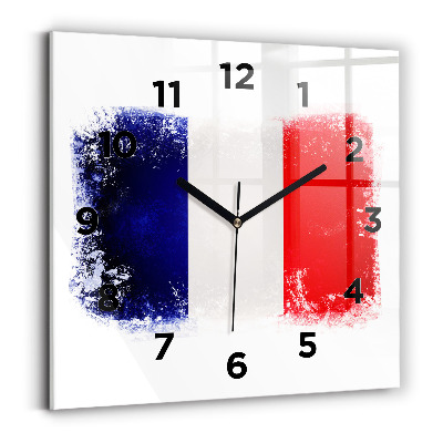 Ceas de sticlă pe perete pătrat steag francez
