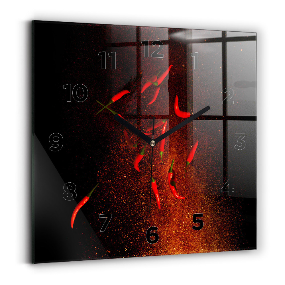 Ceas din sticlă pătrat Ardei iuti