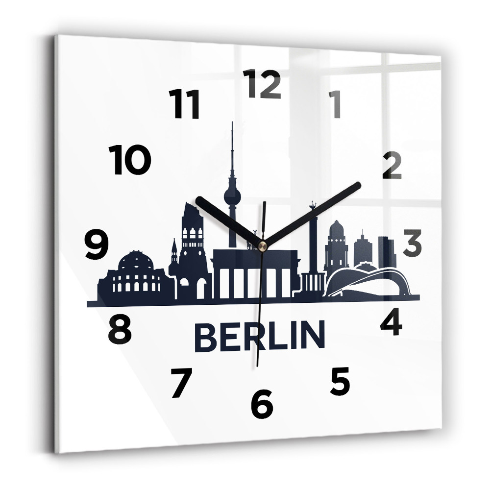 Ceas de sticlă pe perete pătrat Ilustrația orașului Berlin
