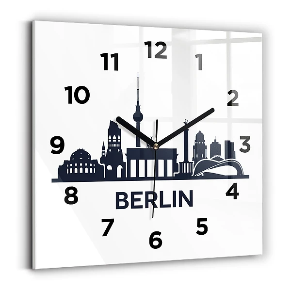 Ceas de sticlă pe perete pătrat Ilustrația orașului Berlin