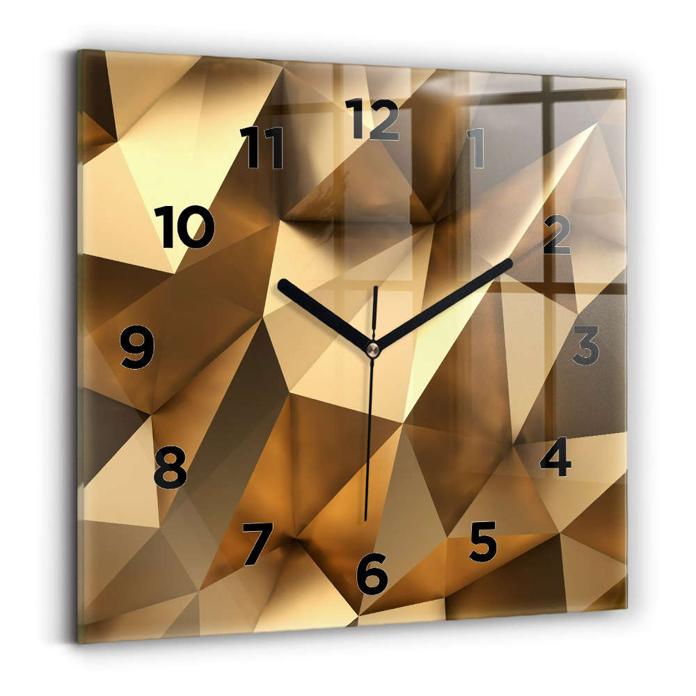 Ceas pătrat de perete din sticlă Textura geometrică