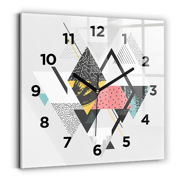 Ceas pătrat de perete din sticlă Model geometric