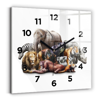 Ceas din sticlă pătrat Animale salbatice