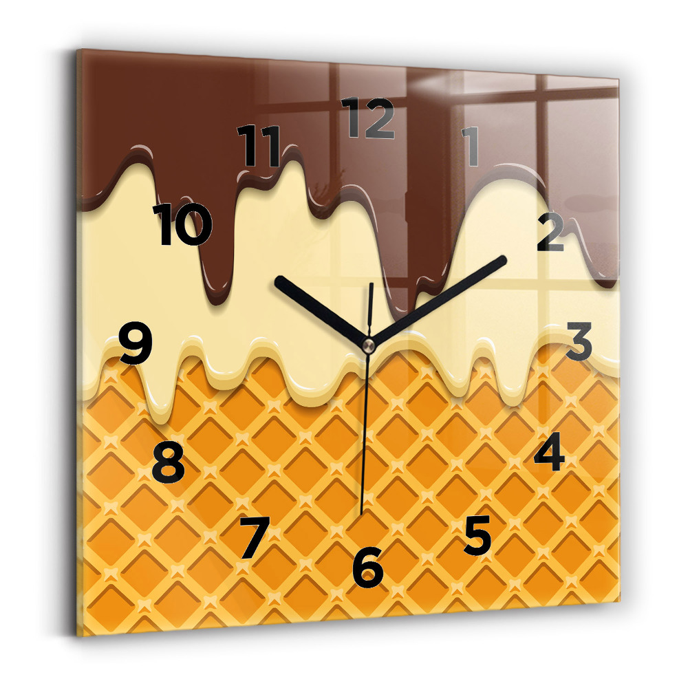 Ceas perete din sticlă pătrat Vafe si inghetata