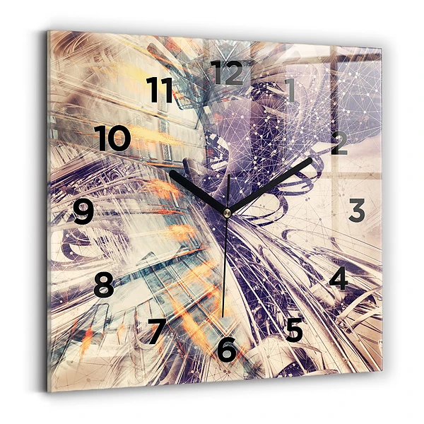 Ceas pătrat de perete din sticlă Mecanism abstract