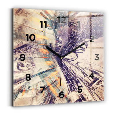 Ceas pătrat de perete din sticlă Mecanism abstract