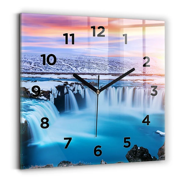 Ceas din sticlă pătrat Cascada Godafoss Islanda