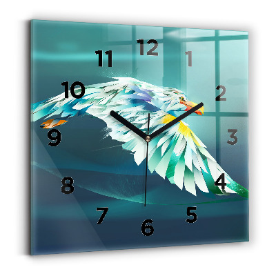 Ceas pătrat de perete din sticlă Imaginea unui vultur zburător
