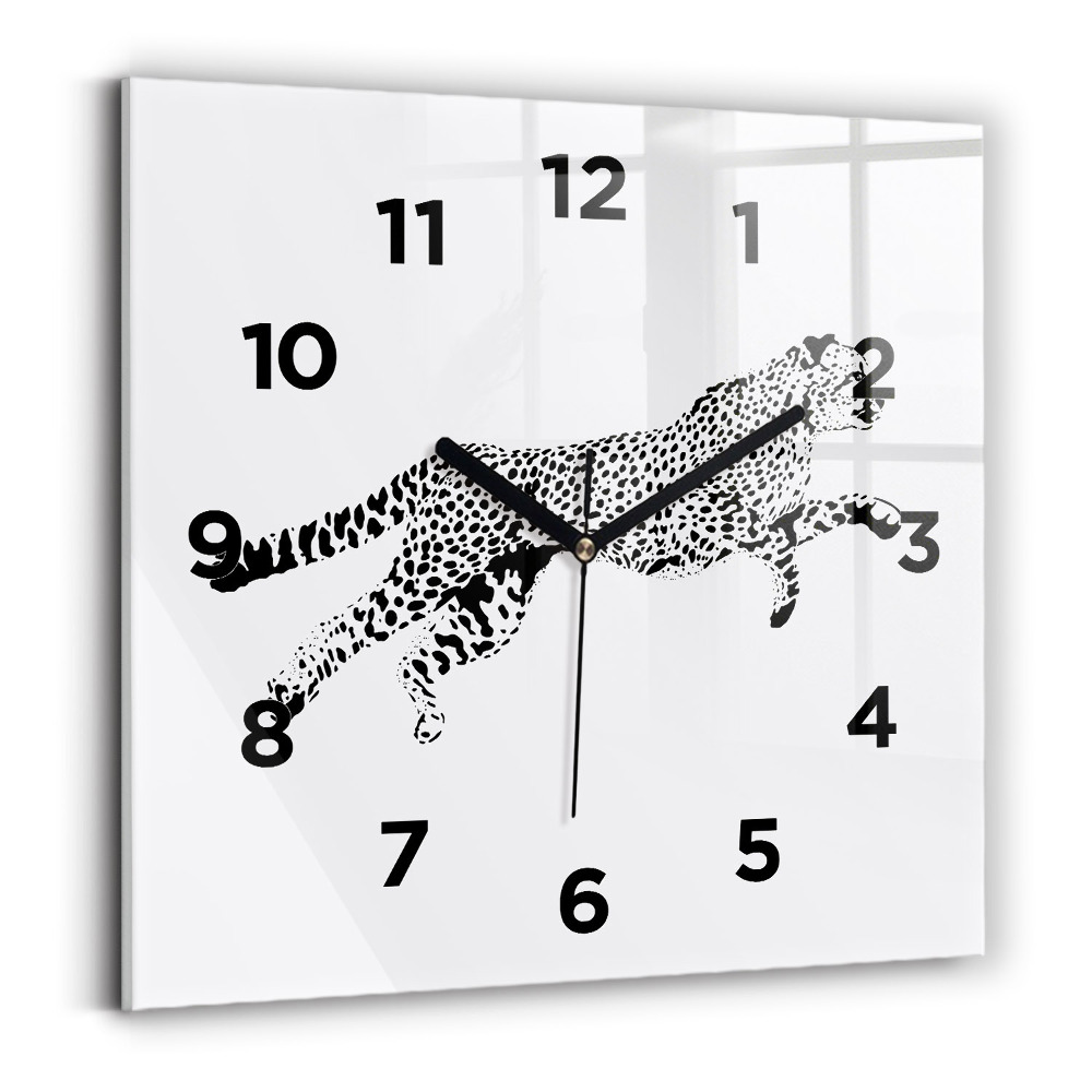 Ceas din sticlă pătrat Siluetă pantera