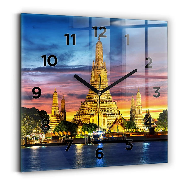Ceas de sticlă pe perete pătrat Templul din Bangkok