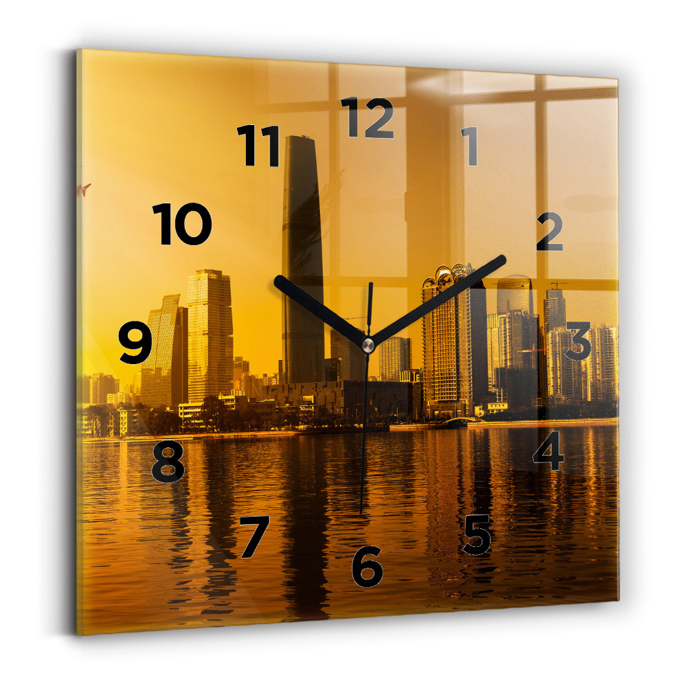 Ceas de sticlă pe perete pătrat Râul Zhujiang