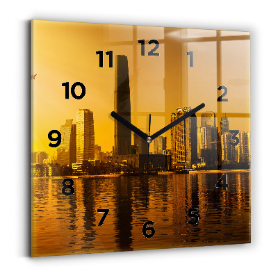 Ceas de sticlă pe perete pătrat Râul Zhujiang