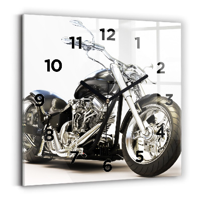 Ceas din sticlă pătrat Motocicletă neagră