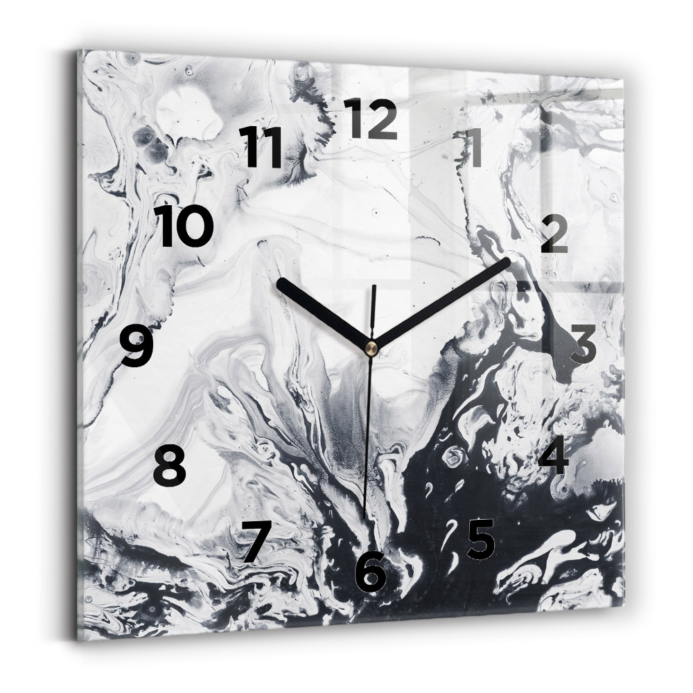 Ceas pătrat de perete din sticlă Marmură cu cerneală abstractă