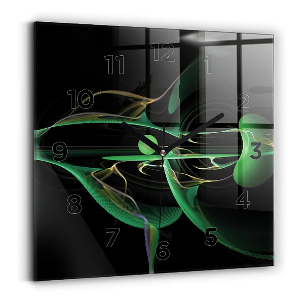 Ceas din sticlă pătrat Abstracția verde