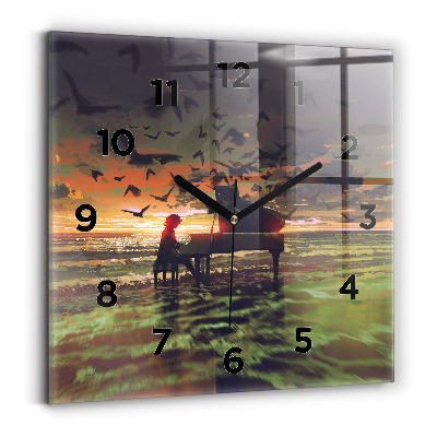 Ceas din sticlă pătrat Concert pe plajă