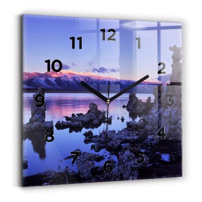 Ceas perete din sticlă pătrat Lacul California