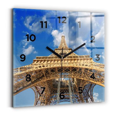 Ceas pătrat de perete din sticlă Turnul Eiffel din Franța