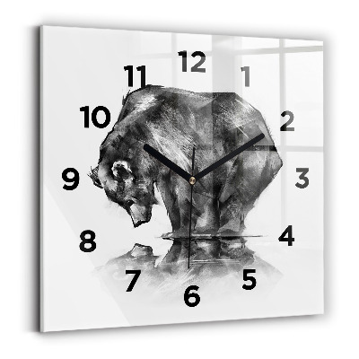 Ceas de sticlă pe perete pătrat Urs din desene animate