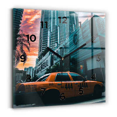 Ceas pătrat de perete din sticlă Miami, Florida