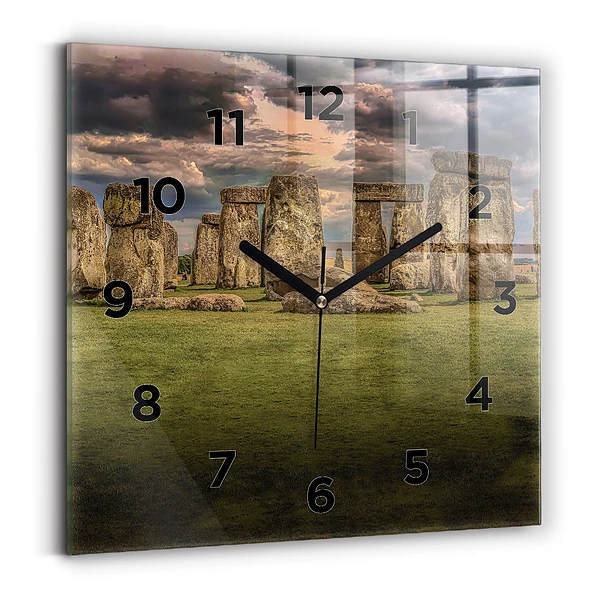 Ceas de sticlă pe perete pătrat Stonehenge Nimbostratus
