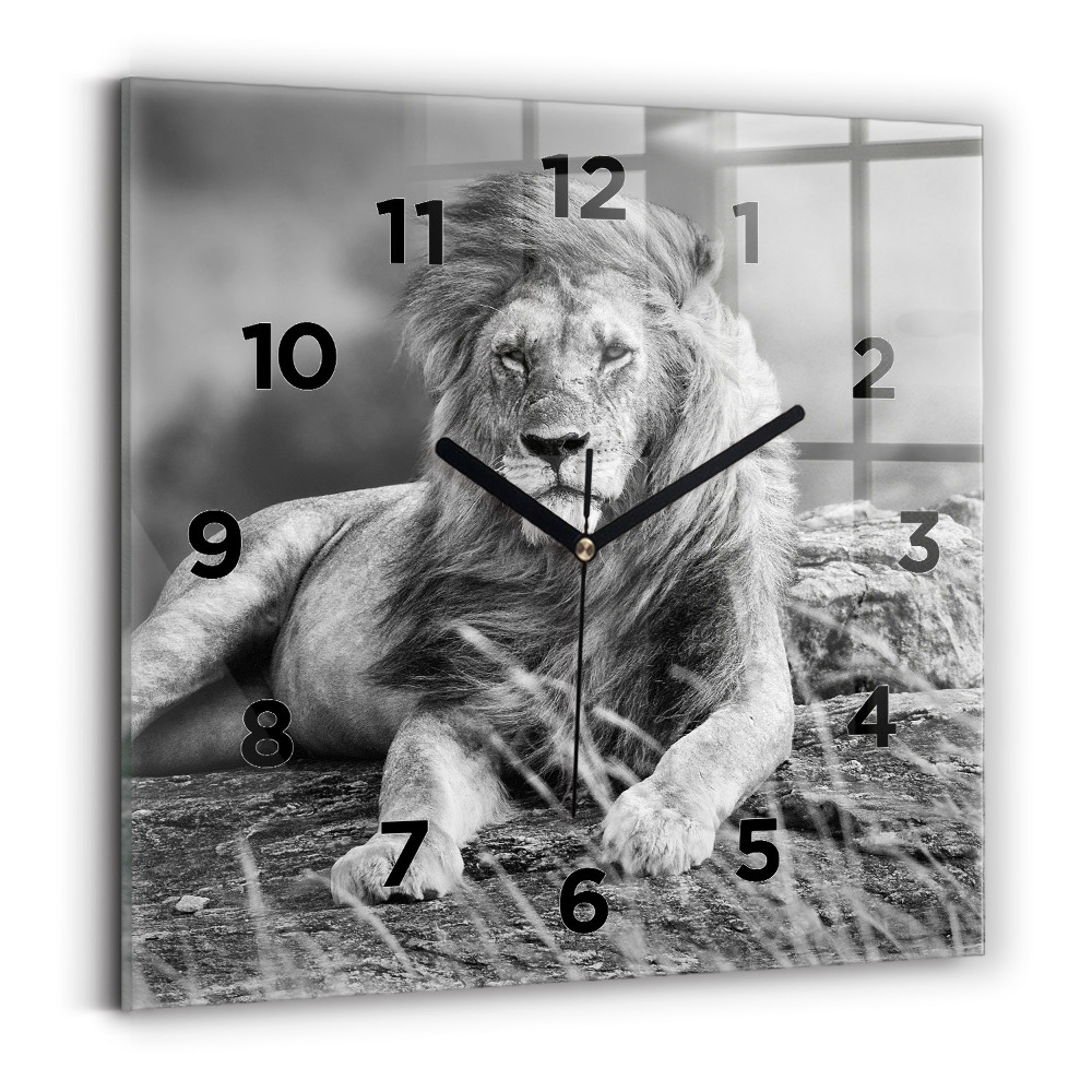 Ceas pătrat de perete din sticlă Rezumat - Leu