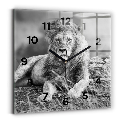 Ceas pătrat de perete din sticlă Rezumat - Leu