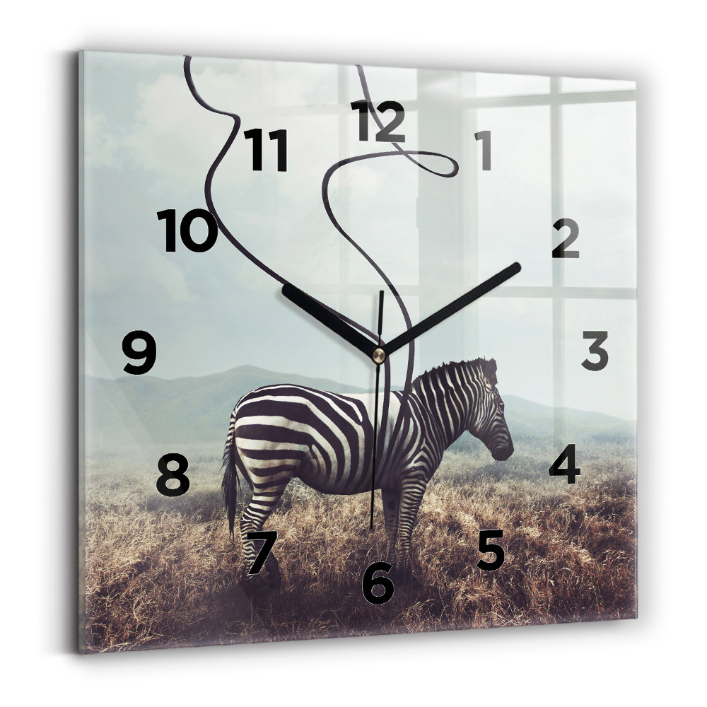 Ceas din sticlă pătrat Zebra – Abstracție
