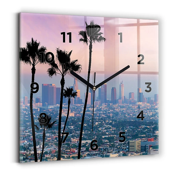 Ceas din sticlă pătrat Apus de soare din Los Angeles