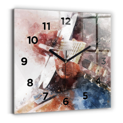Ceas perete din sticlă pătrat Vizualizare chitara
