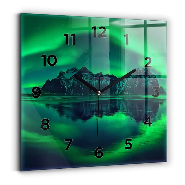 Ceas de sticlă pe perete pătrat Auroră boreală