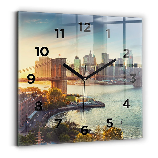 Ceas perete din sticlă pătrat New York Manhattan