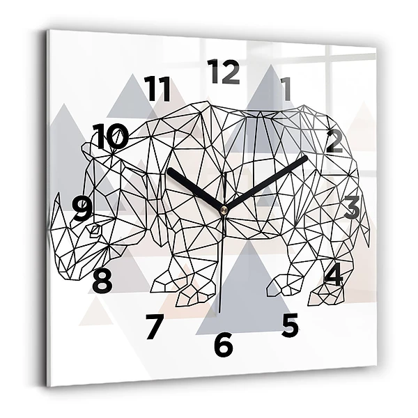 Ceas de sticlă pe perete pătrat Model geometric
