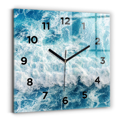 Ceas perete din sticlă pătrat valurile oceanului