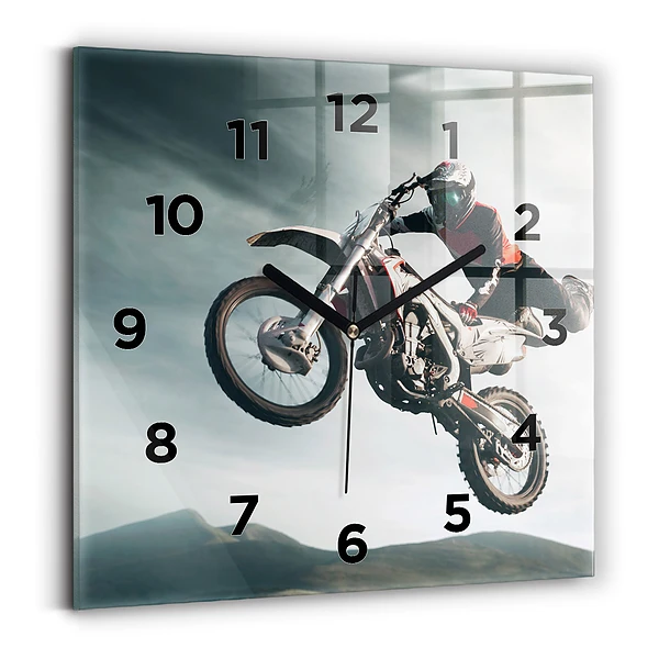 Ceas pătrat de perete din sticlă Stilul motor Adrenalina