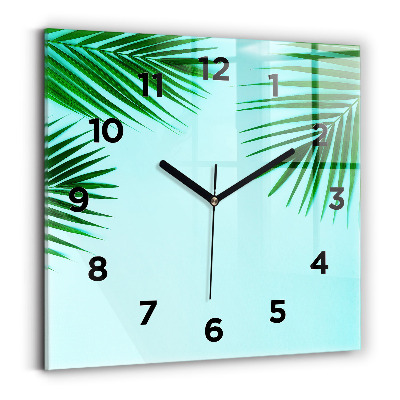 Ceas perete din sticlă pătrat Palmieri verzi