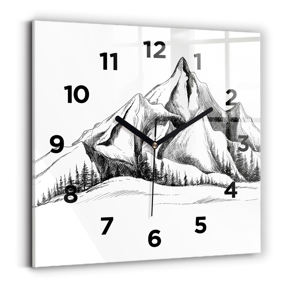 Ceas din sticlă pătrat Munți desenați