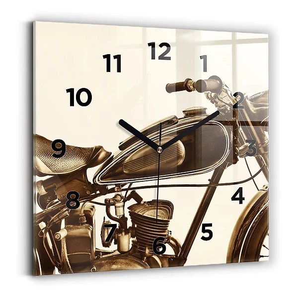 Ceas din sticlă pătrat Motocicletă vintage sepia