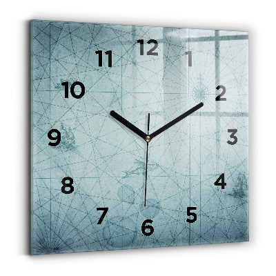 Ceas perete din sticlă pătrat Hartă de epocă