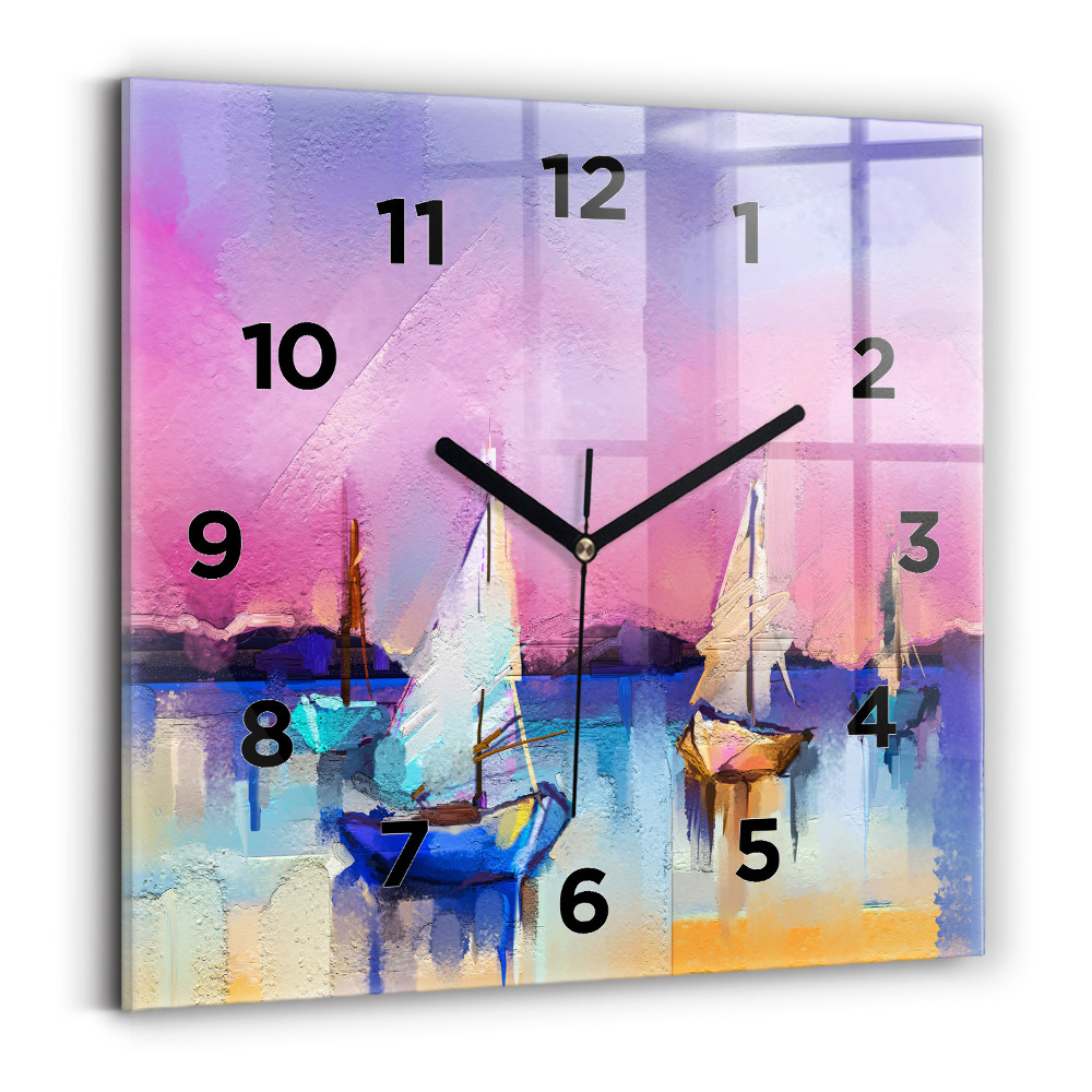 Ceas din sticlă pătrat Peisaj marin