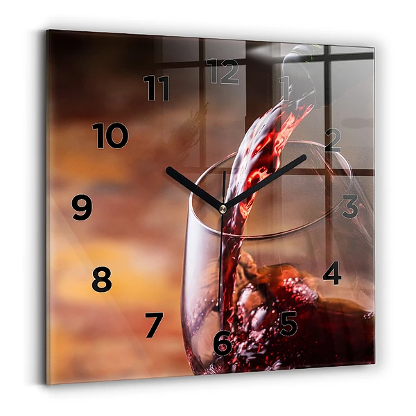 Ceas din sticlă pătrat Un pahar de vin roșu