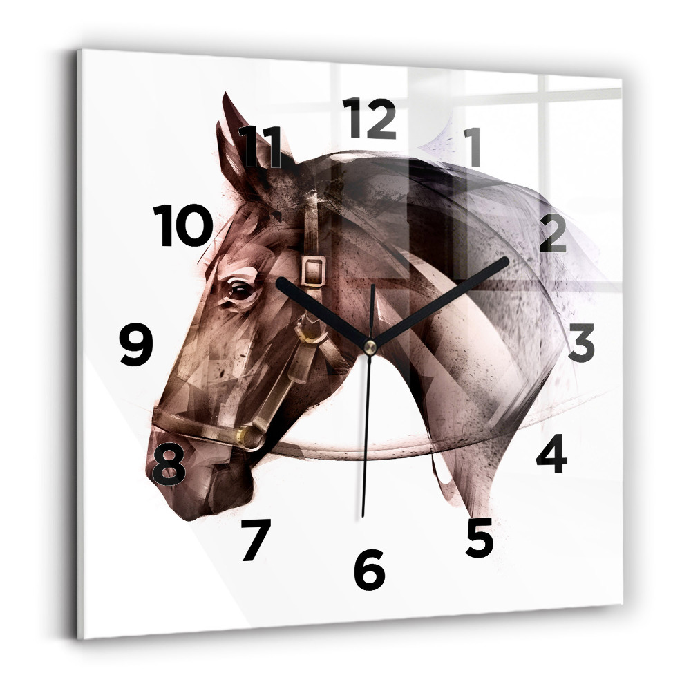 Ceas din sticlă pătrat Profil de cal pictat